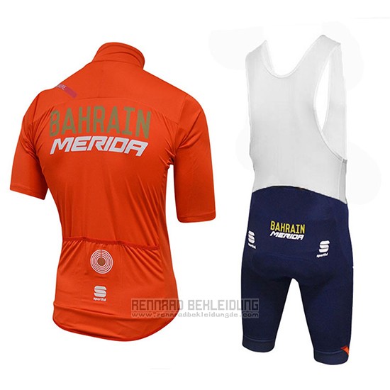 2018 Fahrradbekleidung Bahrain Merida SS Orange Trikot Kurzarm und Tragerhose